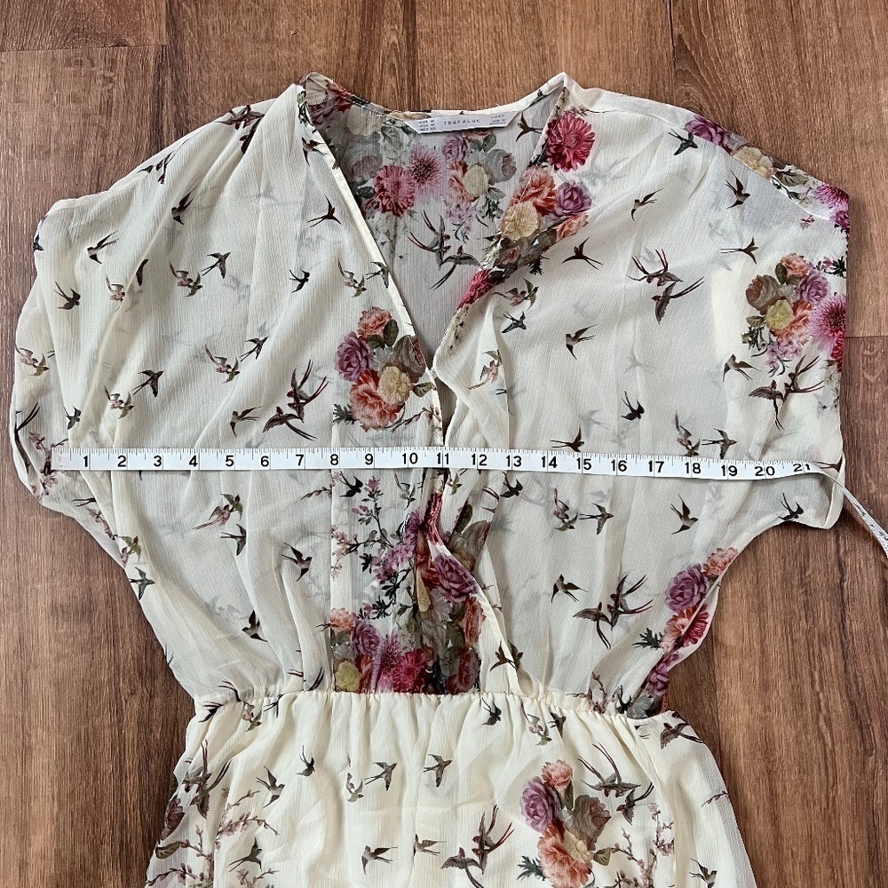 🎉Host Pick🎉 ZARA Trafaluc Bird / Floral Sheer Maxi Dress Sz M - Picture 13 of 15